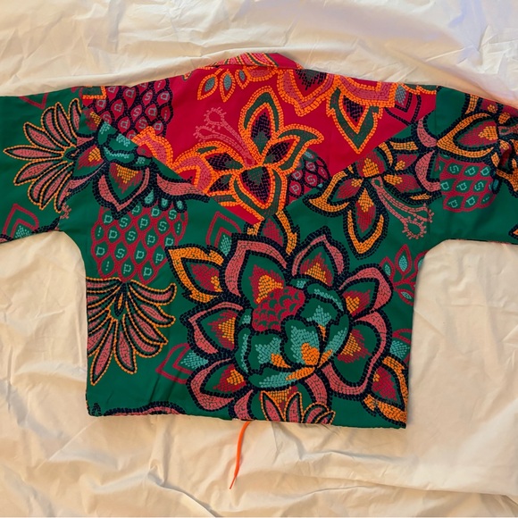 adidas FARM RIO NWT Women’s Pineapple Floral Windbreaker AOP Kimono - Picture 4 of 4